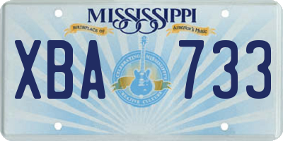 MS license plate XBA733