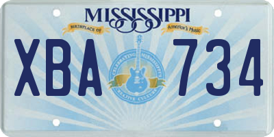 MS license plate XBA734