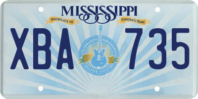 MS license plate XBA735