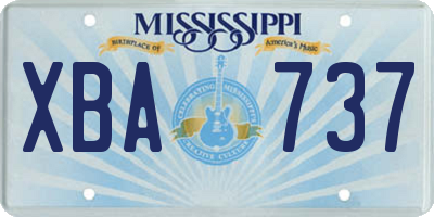 MS license plate XBA737