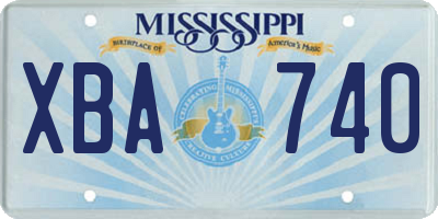 MS license plate XBA740