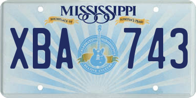 MS license plate XBA743