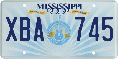 MS license plate XBA745