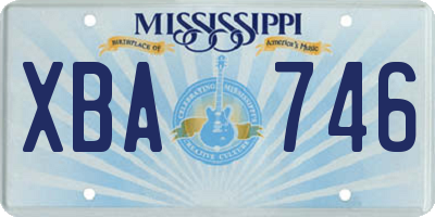 MS license plate XBA746