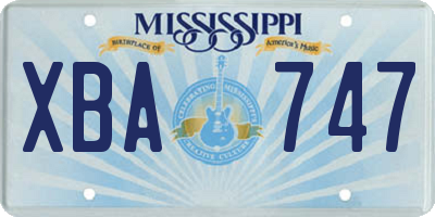 MS license plate XBA747