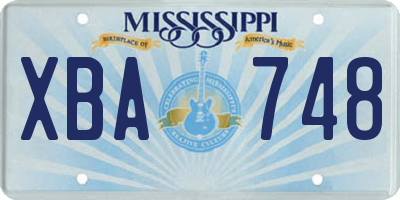 MS license plate XBA748
