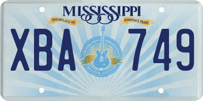 MS license plate XBA749