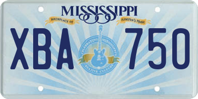 MS license plate XBA750