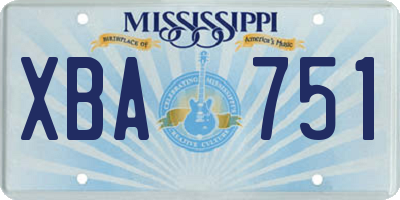 MS license plate XBA751