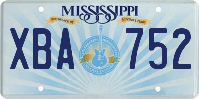 MS license plate XBA752
