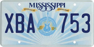 MS license plate XBA753