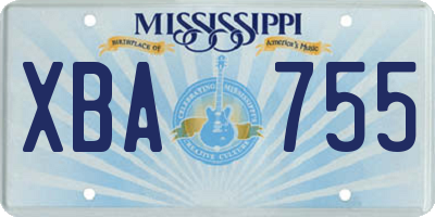 MS license plate XBA755