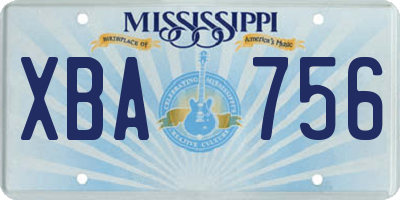 MS license plate XBA756