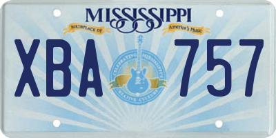 MS license plate XBA757