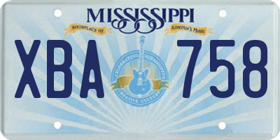 MS license plate XBA758
