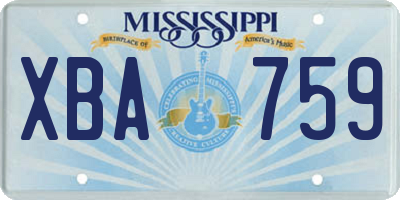 MS license plate XBA759
