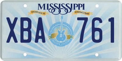 MS license plate XBA761