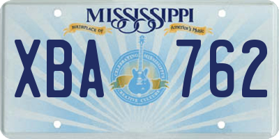 MS license plate XBA762