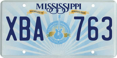 MS license plate XBA763