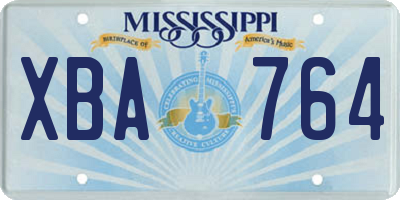 MS license plate XBA764