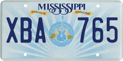 MS license plate XBA765