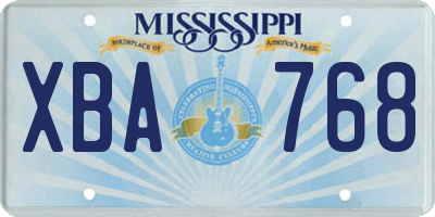 MS license plate XBA768