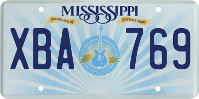 MS license plate XBA769