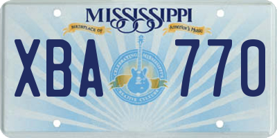 MS license plate XBA770