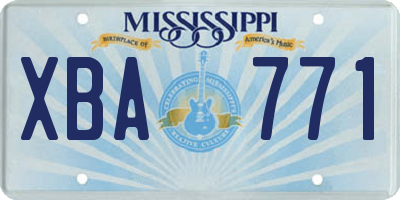 MS license plate XBA771