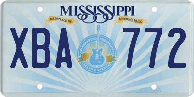 MS license plate XBA772