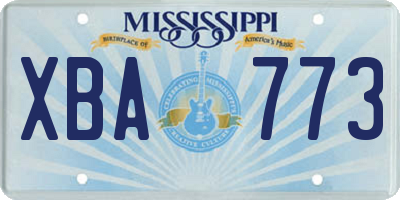 MS license plate XBA773