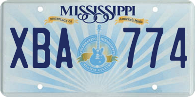 MS license plate XBA774
