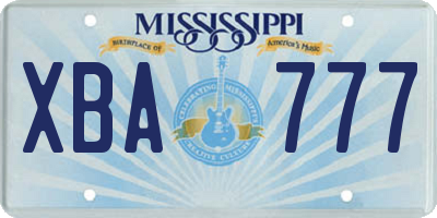 MS license plate XBA777