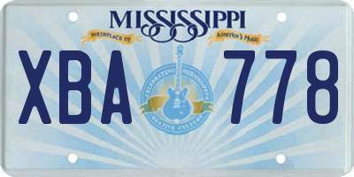 MS license plate XBA778