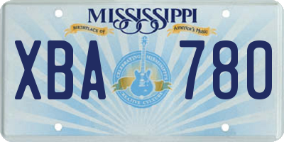 MS license plate XBA780