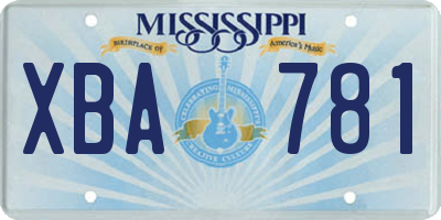 MS license plate XBA781