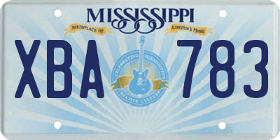 MS license plate XBA783