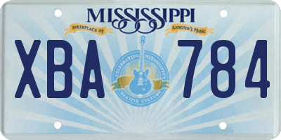 MS license plate XBA784
