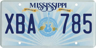 MS license plate XBA785