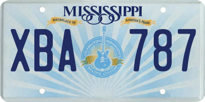 MS license plate XBA787