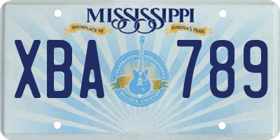 MS license plate XBA789