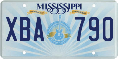 MS license plate XBA790