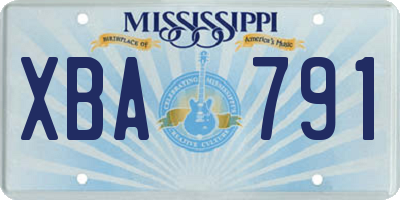 MS license plate XBA791