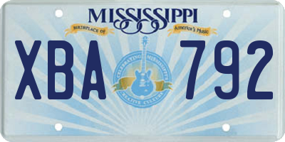 MS license plate XBA792