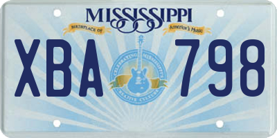 MS license plate XBA798