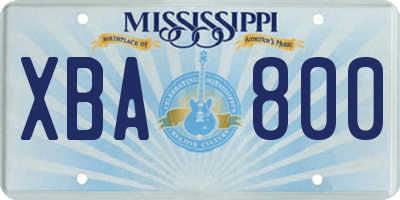 MS license plate XBA800