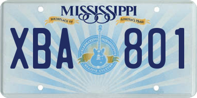MS license plate XBA801
