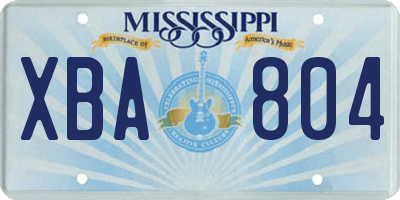 MS license plate XBA804