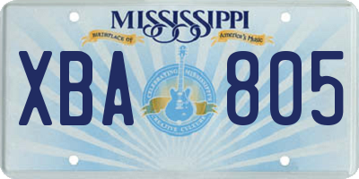 MS license plate XBA805