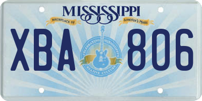 MS license plate XBA806